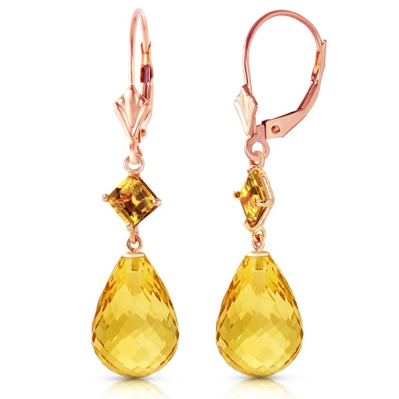 Galaxy Gold Products Jewelry - 14K. SOLID GOLD LEVER BACK EARRING WITH CITRINES
